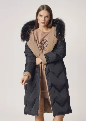 Women Reversible Fur Hood Jacket For Winter